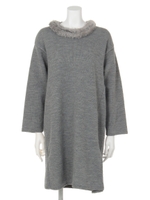 ラウンドファーワンピ/Gray