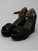 レースサンダル/ブラック