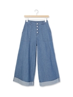 ロールアップデニムワイドパンツ/グレー(012)