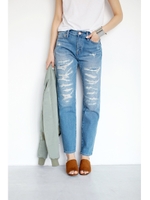 【AZUL by moussy】ハードクラッシュボーイズデニム/L/BLU