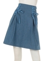 【F i.n.t】ダブルレースアップデニムフレアースカート/LIGHT BLUE