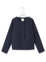 ノーカラー比翼ジップミリタリージャケット/ベージュ(052)