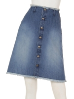 フロントボタンデニムスカート/L-INDIGO