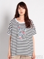 ローズクロスステッチモチーフビックTシャツ/ホワイト