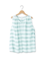 ノースリーブボーダーシャツ/ライトグリーン(321)