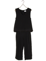 裾フリンジコンビネゾン/ブラック