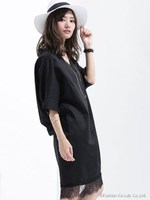 裾レース衿抜けワンピース/オフホワイト