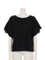 袖フリルTシャツ/ブラック