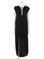 【ANAP】レースアップリブバックテールワンピース/BK