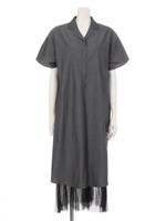 オープンカラーチュールワンピース/レッド