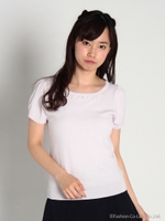 シアーリボンビジュー後Vニット 2/ラベンダー