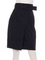 ステッチラップ風スカート/ネイビー