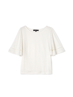 ハシゴレースヒラ袖Tシャツ/ホワイト(030)