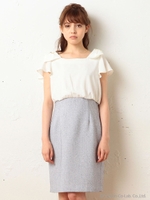 リボンショルダードッキングワンピース/ブルー