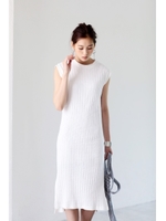【AZUL by moussy】ワイドリブフレンチスリーブワンピ/O/WHT