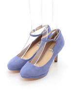 【ILIMA】カラースエードアンクルストラップ取り外しパンプス/ブルー