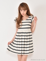 カットボーダーワンピース/ネイビー