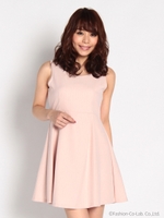 ストライプフレアワンピース/サックス