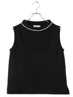 パールネックノースリーブプルオーバー/サックスブルー