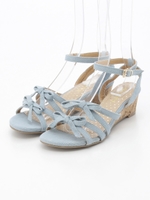 ローウェッジリボンサンダル/キャメル