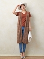 かぎ針レースロングジレ/ブラウン
