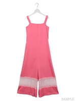 サテンレースオールインワン/ピンク