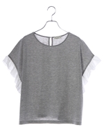 シフォンフリルスリーブプルオーバー/杢ライトグレー