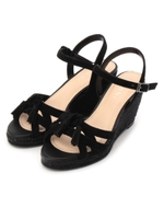 スウェード調ウェッジサンダル/ブラック(019)