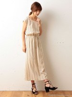 ストライプマキシワンピース/ベージュ