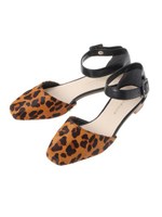 ヒョウ柄ストラップパンプス/キャメル