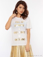 箔ロゴハイブリットTシャツ/ブラック