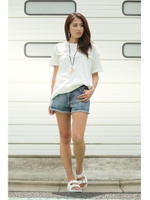 【AZUL by moussy】スラブフライスフリンジチュニックPO/O/WHT