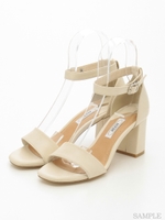 【REZOY】スクエアトゥ太ヒールストラップサンダル/アイボリー