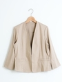 ストレッチリネンノーカラージャケット/ベージュ