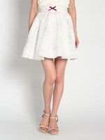 フラワーブーケプリントギャザーSK/サックス