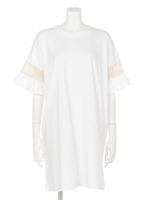 【chille anap】袖レース切替ワンピース/SAX