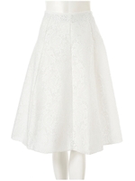 フラワーレースデザインフレアスカート/ホワイト