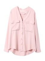 ポケット付Ｖネックブラウス/オフホワイト