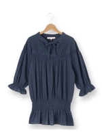 インド綿クレープチュニックブラウス/ネイビー(093)