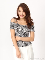 シャーリングオフショルトップス/サックス