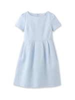 後リボンジャカードタックワンピース/ライトブルー(091)