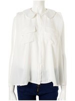 丸襟サイドフレアブラウス/ブラック