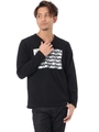 【AZUL by moussy】USフラッグ裏起毛Vネック長袖プルオーバー/T.GRY