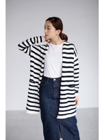【AZUL by moussy】Cボーダー長袖ニットガウン/柄KHA