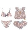 ペイズリー柄ビキニ/水着4点セット/ライトピンク