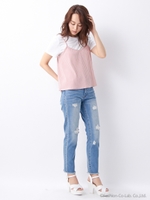 ワイドリブキャミ+Tシャツ/SET/ボルドー