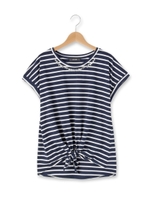 衿ビジュー結びTシャツ/グレー(012)