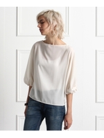 袖リボンサテンシャツ/オフホワイト(003)