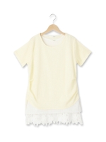 前後差スリットニットソー+裾レースタンクトップ/レモンイエロー(031)