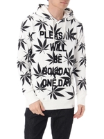 【AZUL by moussy】麻葉総柄ロゴ裏起毛長袖プルパーカー/T.GRY